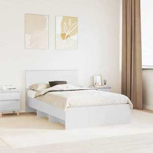 vidaXL Cadru de pat cu headboard Alb 120 x 123 cm Lemn compozit imagine