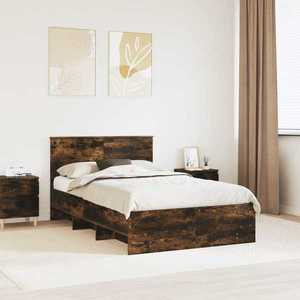 vidaXL Cadru de pat Stejar fumuriu 120 x 123 cm Lemn compozit imagine