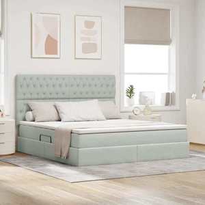 vidaXL Pat cu saltea și LED cu saltea Gri deschis 160 x 200 cm Catifea imagine