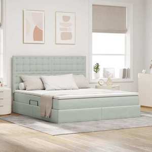 vidaXL Pat cu saltea și LED cu saltea Gri deschis 180 x 200 cm Catifea imagine