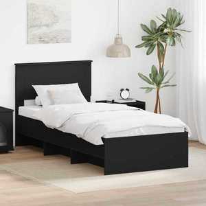 vidaXL Cadru de pat cu headboard Negru 80 x 200 cm Lemn compozit imagine