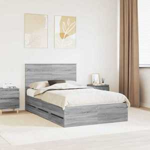vidaXL Cadru de pat cu sertar Gri Sonoma 120 x 190 cm Lemn Ingineresc imagine