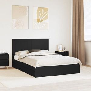 vidaXL Pat cu storage cu headboard Negru 150 x 200 cm Lemn compozit imagine
