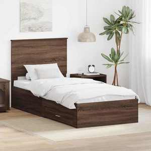 vidaXL Cadru de pat cu headboard Stejar marron și argintiu 75 x 190 cm imagine