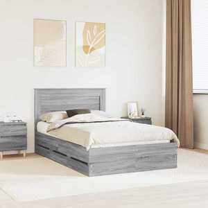 vidaXL Cadru de pat cu sertar Gri Sonoma 120 x 200 cm Lemn Ingineresc imagine