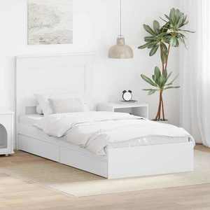 vidaXL Pat cu storage cu headboard Alb 75 x 190 cm Lemn compozit imagine
