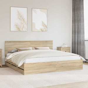 vidaXL Cadru de pat Stejar Sonoma 200 x 200 cm Lemn Ingineresc imagine