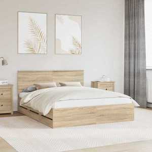 vidaXL Cadru de pat Stejar Sonoma 160 x 200 cm Lemn Ingineresc imagine