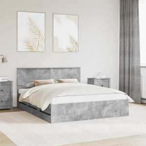 vidaXL Cadru de pat Gri din beton 160 x 200 cm Lemn Ingineresc imagine
