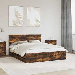 vidaXL Cadru de pat Stejar fumuriu 160 x 200 cm Lemn Ingineresc imagine