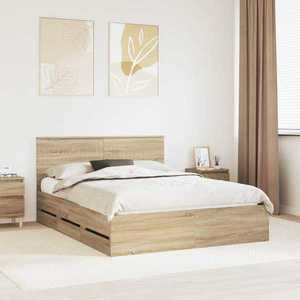 vidaXL Cadru de pat Stejar Sonoma 150 x 200 cm Lemn Ingineresc imagine