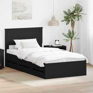 vidaXL Cadru de pat cu sertar Negru 100 x 200 cm Lemn Ingineresc imagine