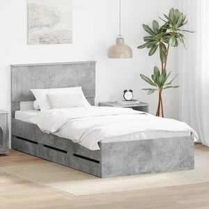 vidaXL Cadru de pat Gri din beton 100 x 200 cm Lemn Ingineresc imagine