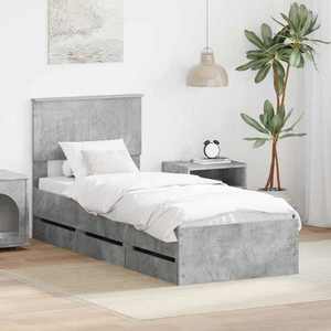 vidaXL Cadru de pat Gri din beton 75 x 190 cm Lemn Ingineresc imagine