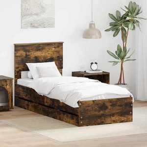 vidaXL Cadru de pat Stejar fumuriu 75 x 190 cm Lemn Ingineresc imagine
