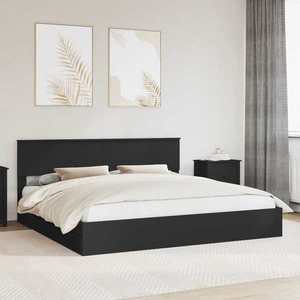 vidaXL Pat cu storage cu headboard Negru 200 x 200 cm Lemn compozit imagine