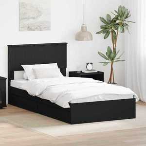 vidaXL Pat cu storage cu headboard Negru 100 x 200 cm Lemn compozit imagine