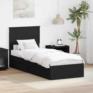 vidaXL Pat cu storage cu headboard Negru 75 x 190 cm Lemn compozit imagine