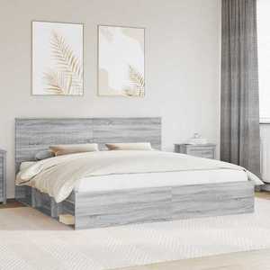 vidaXL Cadru de pat Gri Sonoma 200 x 200 cm Lemn de pin masiv imagine
