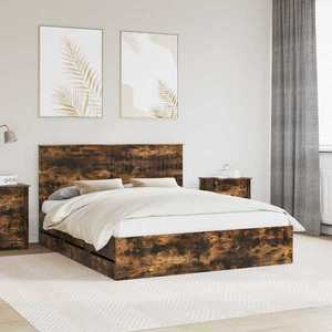 vidaXL Cadru de pat Stejar fumuriu 160 x 200 cm Lemn Ingineresc imagine