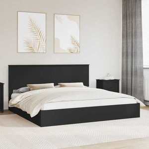 vidaXL Pat cu storage cu headboard Negru 200 x 200 cm Lemn compozit imagine