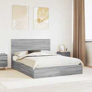 vidaXL Pat cu storage cu sertar Gri Sonoma 150 x 200 cm Lemn compozit imagine