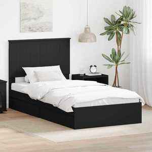 vidaXL Pat cu storage cu headboard Negru 100 x 200 cm Lemn compozit imagine