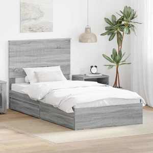 vidaXL Pat cu storage cu sertar Gri Sonoma 100 x 200 cm Lemn compozit imagine