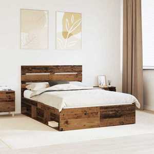 vidaXL Cadru de pat Lemn vechi 140 x 190 cm Lemn de pin masiv imagine