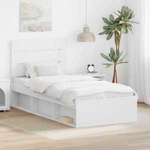 vidaXL Cadru de pat cu headboard Alb 90 x 190 cm Lemn de pin masiv imagine