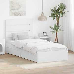vidaXL Pat cu storage cu headboard Alb 70 x 190 cm Lemn compozit imagine