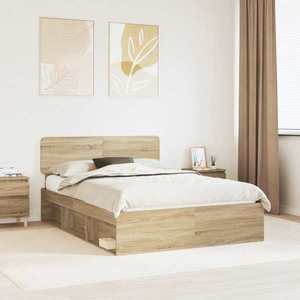 vidaXL Cadru de pat cu headboard Sonoma 160 x 200 cm Lemn de pin masiv imagine