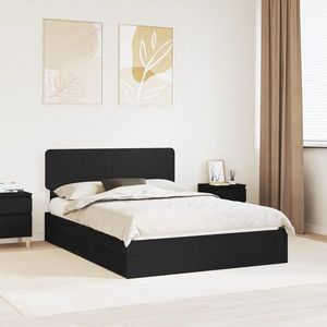 vidaXL Pat cu storage cu headboard Negru 150 x 200 cm Lemn compozit imagine