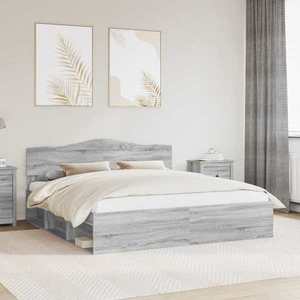 vidaXL Cadru de pat Gri Sonoma 180 x 200 cm Lemn de pin masiv imagine