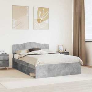 vidaXL Cadru de pat cu headboard Beton 140 x 200 cm Lemn de pin masiv imagine