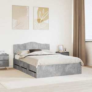 vidaXL Cadru de pat Gri din beton 150 x 200 cm Lemn Ingineresc imagine