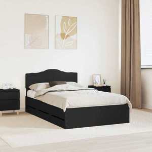vidaXL Cadru de pat cu sertar Negru 120 x 190 cm Lemn Ingineresc imagine