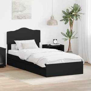 vidaXL Pat cu storage cu headboard Negru 100 x 200 cm Lemn compozit imagine