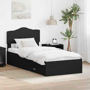 vidaXL Cadru de pat cu headboard Negru 70 x 190 cm Lemn compozit imagine