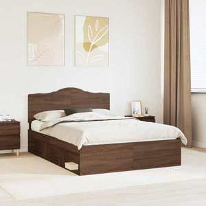 vidaXL Cadru de pat Stejar închis 140 x 200 cm Lemn de pin masiv imagine