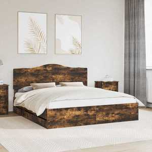 vidaXL Cadru de pat Stejar Afumat 200 x 200 cm Lemn Ingineresc imagine