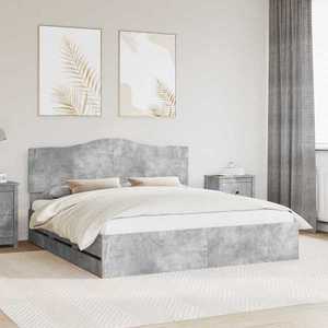 vidaXL Cadru de pat cu sertar Gri Beton 180 x 200 cm Lemn Ingineresc imagine