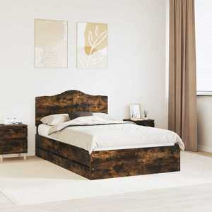 vidaXL Cadru de pat Stejar Afumat 120 x 200 cm Lemn Ingineresc imagine