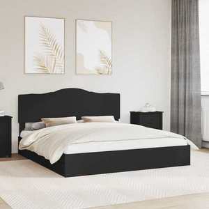 vidaXL Pat cu storage cu headboard Negru 200 x 200 cm Lemn compozit imagine