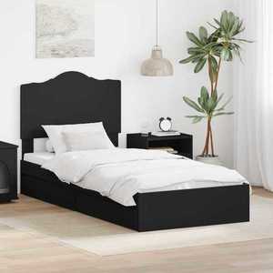 vidaXL Pat cu storage cu headboard Negru 90 x 190 cm Lemn compozit imagine