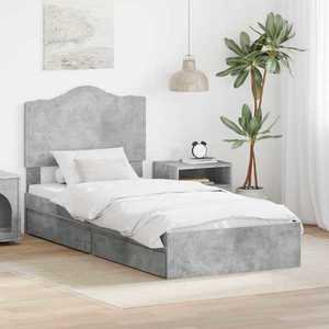 vidaXL Pat cu storage Gri din beton 75 x 190 cm Lemn compozit imagine