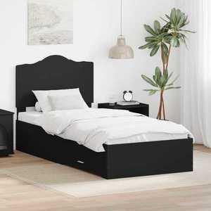 vidaXL Cadru de pat cu headboard Negru 70 x 190 cm Lemn compozit imagine