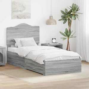 vidaXL Cadru de pat cu headboard Gri Sonoma 75 x 190 cm Lemn compozit imagine