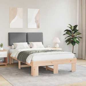 vidaXL Cadru de pat cu tăblie tapițată Gri deschis 120 x 190 cm imagine