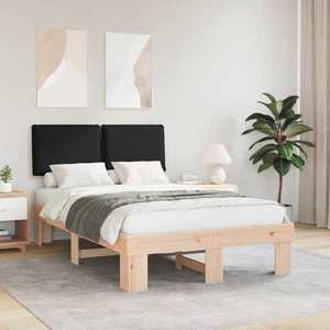 vidaXL Cadru de pat cu tăblie tapițată cu headboard Negru 120 x 190 cm imagine